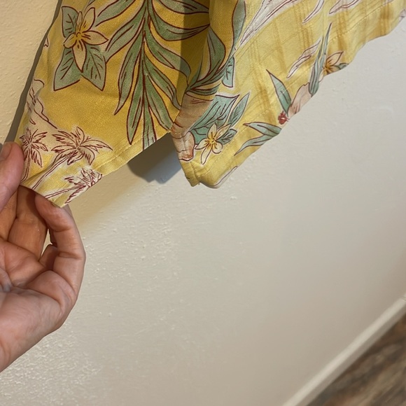 Calypso Joe Men’s 3X Yellow 100% Silk Tropical Tiki Hut Palm Tree Hawaiian Shirt - Picture 7 of 10